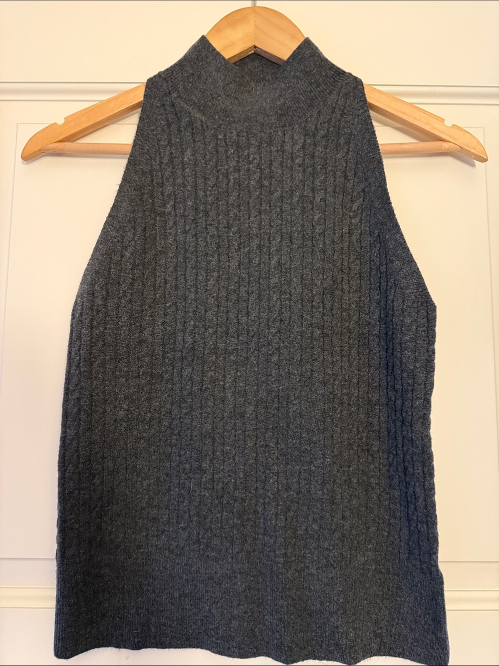 a new day Charcoal Cable-Knit Sleeveless Turtleneck Sweater